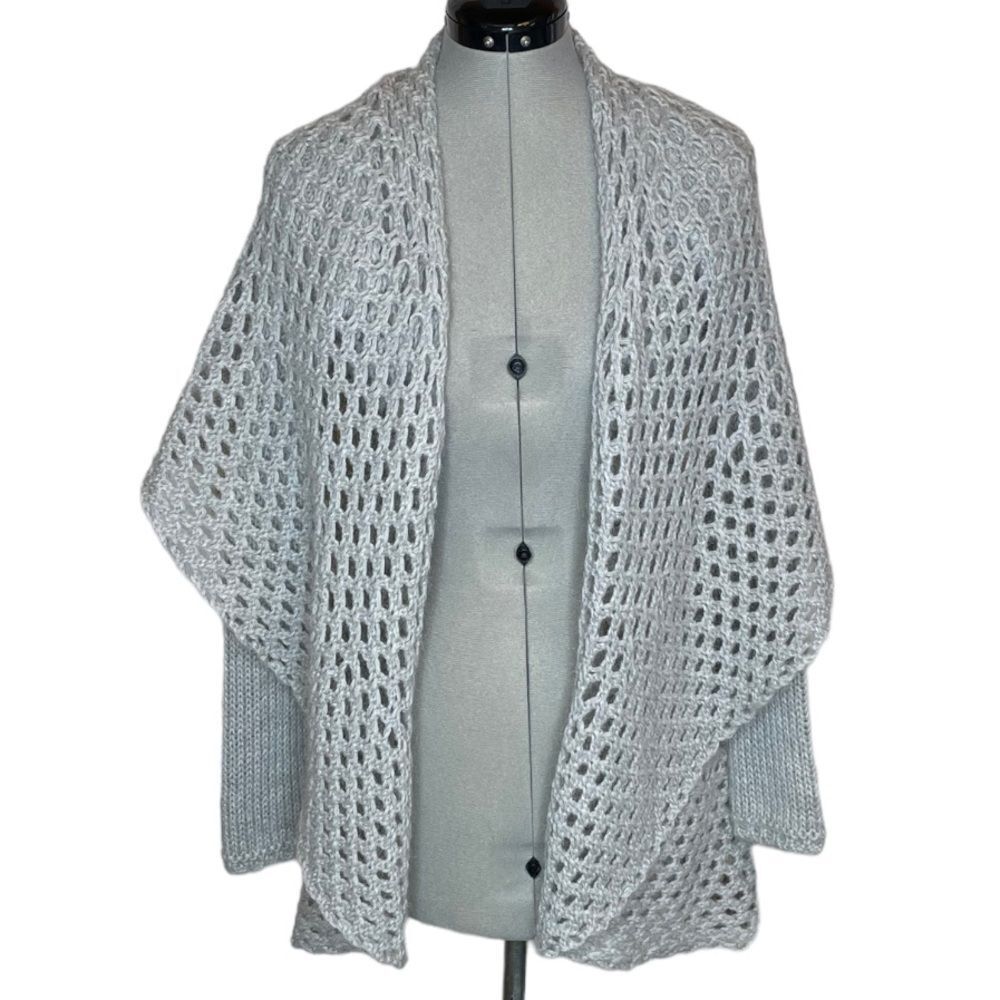 Anthropologie Elsamanda Gray Mohair Wool Blend Italian Knit Cardigan Size Small